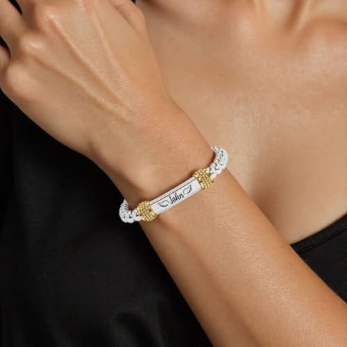 Angel Memorial Bracelet for Women In Memory of Loved Ones Silver Stainless Steel Custom Name Angel Bead Bracelet3