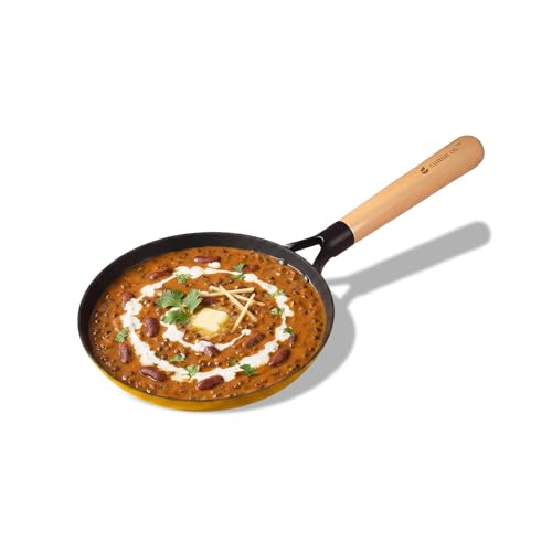 CUMIN CO. Enamel Cast Iron Fry Pan LITE | 20 cm, 0.8L | 5 Years Warranty | Non Toxic Non Stick Pan for Omelette | Induction & Gas Compatible | No Seasoning Needed | Mustard