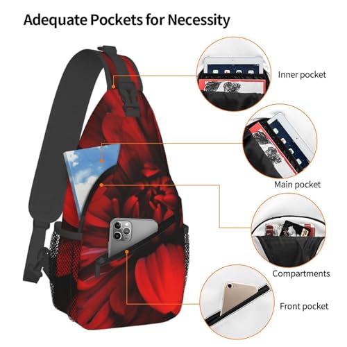 Bolso cruzado negro con flor roja para hombre y mujer miniatura 4