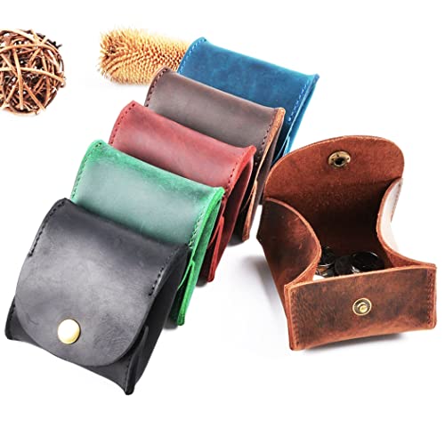 Genuine Leather Squeeze Coin Purse Pouch Rustic Moon Pocket Coin Case Mini Coin Tray Purse with Leather Snap Button – Dark Brown2