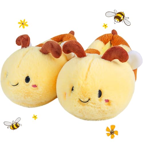 Animal Slippers for Women & Men - Fluffy Plush Indoor/Outdoor House Shoes, Bee Penguin Elephant Warm Winter Slippers with Memory Foam, Non-Slip Sole Cartoon Gifts For Birthday