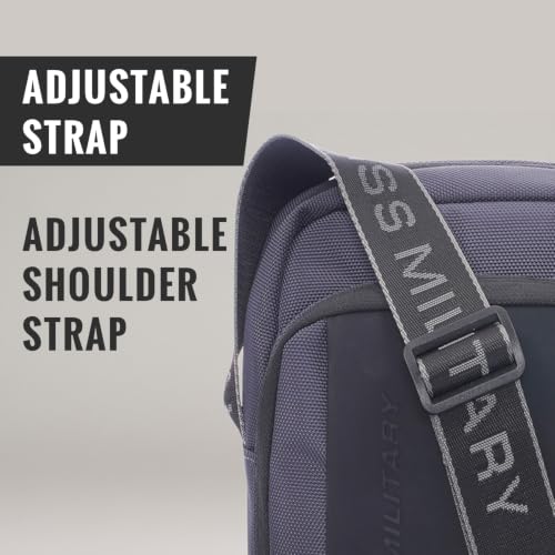 Image of SWISS MILITARY Black Gold Collection Trail Stylish Travel Sling Bag with Multiple Compartments & Compact Crossbody, 4L Capacity, 1680D Polyester, Adjustable Shoulder Strap with Keychain Holder (4L)