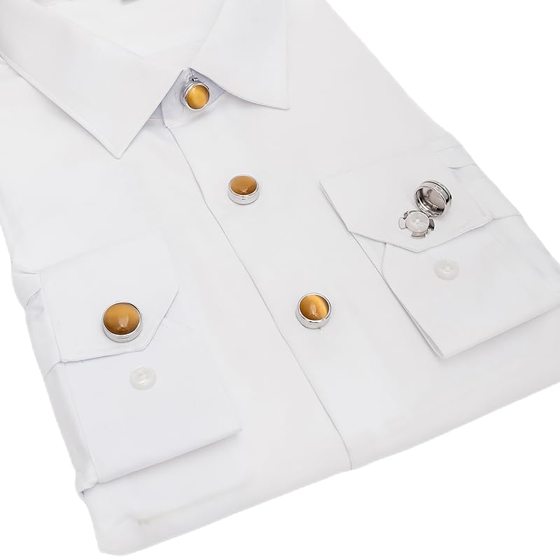 8pcs Shirt Button covers Men Button cover Cats Eye Effect Button cover Dress Shirt and Tux Shirt Accessories Shirt Studs alternatives Birthday Christmas Wedding Gifts(Silver yellow)3