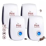 Repelente Ultrasónico de Plagas,Electrónico Repelente Mosquitos Insectos para Interiores Anti Cucarachas, Moscas,Mosquitos,Ratones,Arañas,100% Inofensivo para Mascotas y Humanos(No Tóxico)