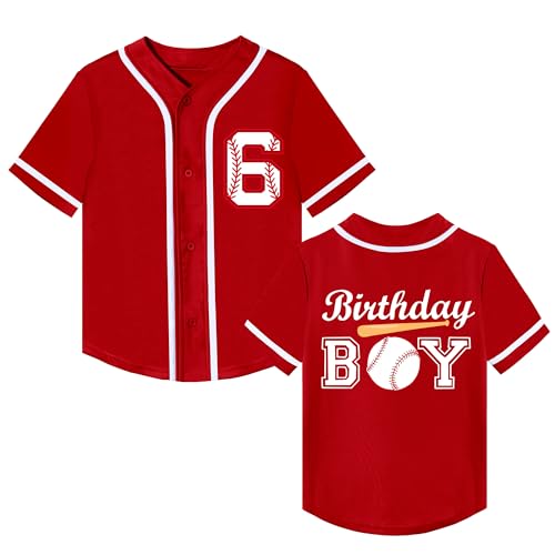 NICNZQI Birthday Boy Shirt Kids Baseball Jersey Boys 6th Birthday Party Baseball Theme Outfit