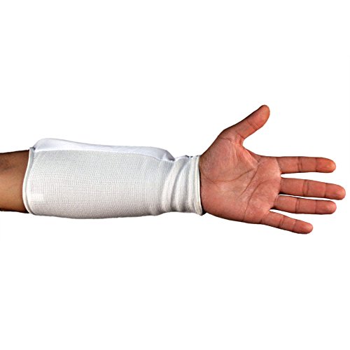 Cloth Forearm Guard Taekwondo, Martial Arts, MMA Forearm Protective Gear Protector for Sparring (Black/White; Child Small to Adult XL) (White, XL)