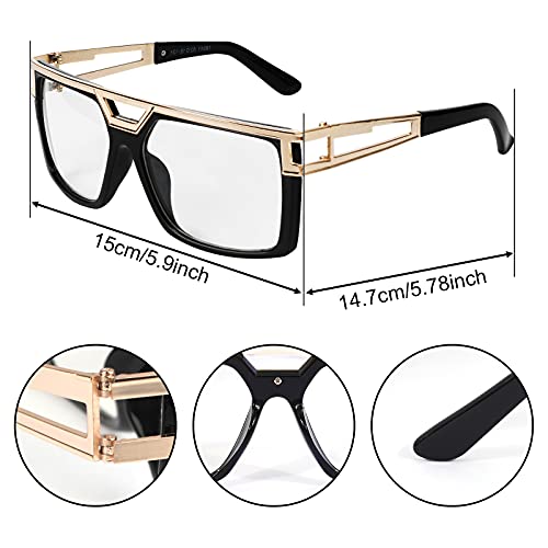 PHOGARY 80s / 90s Hip Hop Costume Kit 90s Outfits for Women, Rapper DJ Outfits Punk Gold Chain Bucket Hat Vintage Glasses Bamboo Hoop Earrings Hip Hop Jewelry Set for Women/Men (Style A)3