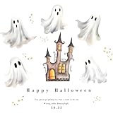 スクウェアショップ ウォールステッカー 闇夜のゴーストダンス 30cm×135cm w0144 ハロウィン おばけ 幽霊 城 装飾 飾り シール かわいい 受注印刷 (通常サイズ, 闇夜のゴーストダンス)