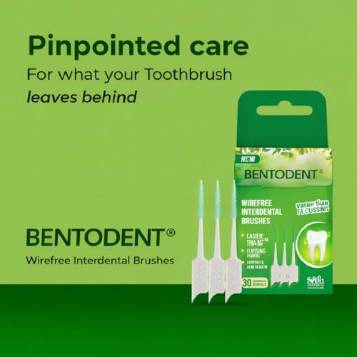 Image of Bentodent Biodegradable Wirefree Interdental Brushes Sticks Pack of 30 -Eco-Friendly Oral Care Solution for Gentle and Effective Teeth Cleaning,Brushes for Optimal Oral Hygiene and Fresh Breath