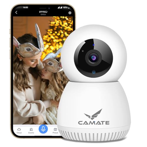 Image of CAMATE RoboCam 3MP (5 /2.4 Ghz Dual Band) Indoor WiFi CCTV Security Camera | Motion Detection & Tracking, Night Vision, 2-Way Audio, Support 256GB SD Card (3MP - 5GHz)