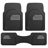 Coverado Car Mats Full Set, Heavy Duty Rubber Floor Mats for Cars, Deep Dish Design All Weather Waterproof Car Floor Mats, Universal Trim-to-Fit Car Mats for Most Cars Trucks SUV, Black&Gray