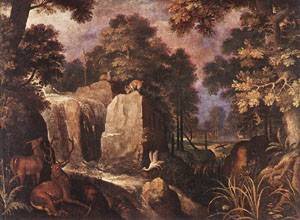 Peinture à l'huile Rocky Landscape de Savery : une toile de maître haut de gamme de 30x36 pouces