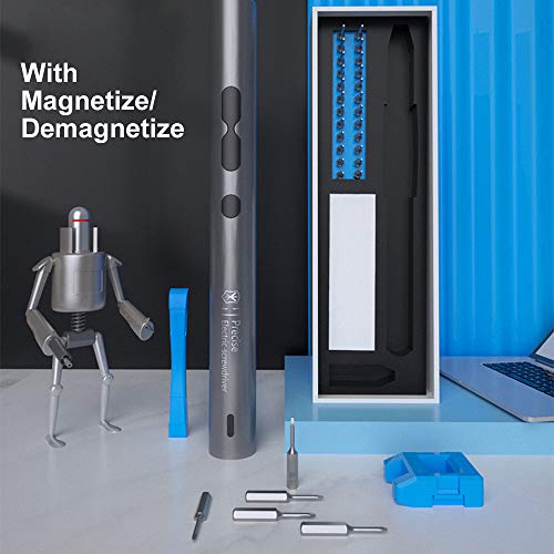 28 In 1 Cordless Torque Screwdriver tool, Rechargeable Electronic Repair Kit with 24-Piece Standard Screwdriver Bits, LED Light, Magnetizer for phones, Camera, Watches, Toys, Computers Quick Repair.