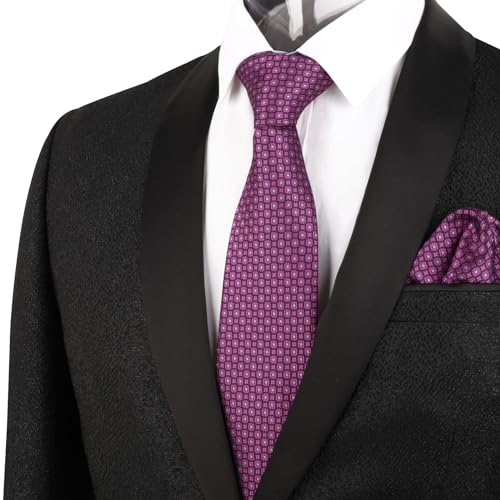 Image of Alizeal Mens Vintage Solid Plaid Tie with Pocket Square 3.15inches Necktie Set