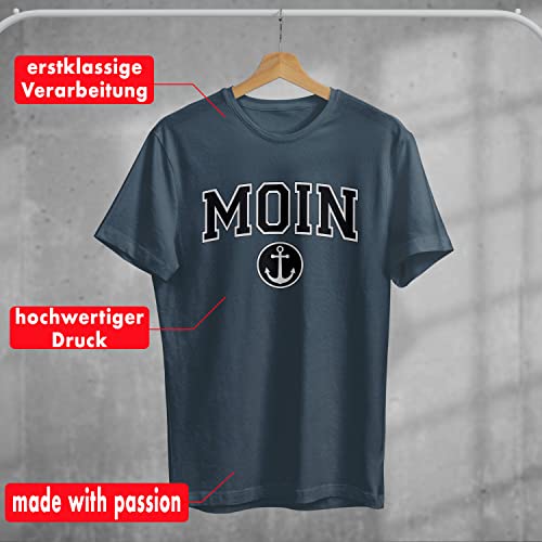 OM3® Moin with Anchor T-Shirt | Men's | College Style Slogan Sea Saying Coast Ocean | S - 4XL