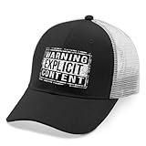 Warning Explicit Content Hats Funny Hat for Mens Women AllBlack Custom Hat Outdoor Hat Fishing Hat Outdoor Hats Funny Hats