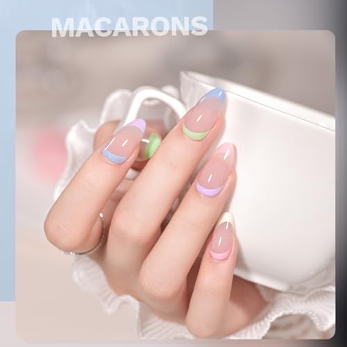 Image of GAOY Pastel Pink Blue Gel Nail Polish Set, 6 Colors Green Yellow Nude Spring Soak Off UV Light Cure Gel Polish Kit for Salon and Nail Art DIY at Home