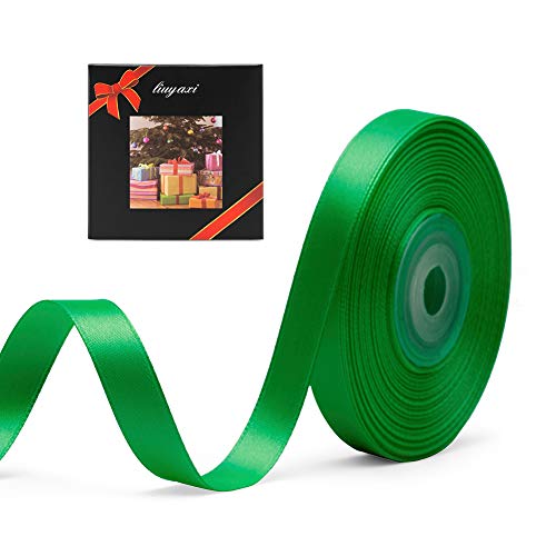 Image of Solid Color Double Faced Green Satin Ribbon 3 /8 inch X 25 Yards, Ribbons Perfect for Crafts, Wedding Decor, Bow Making, Sewing, Gift Package Wrapping and More