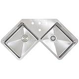 Ticor 36' TR-1400 Undermount Double Equal Bowl Stainless Steel 16 Gauge Corner Butterfly Square Hand...