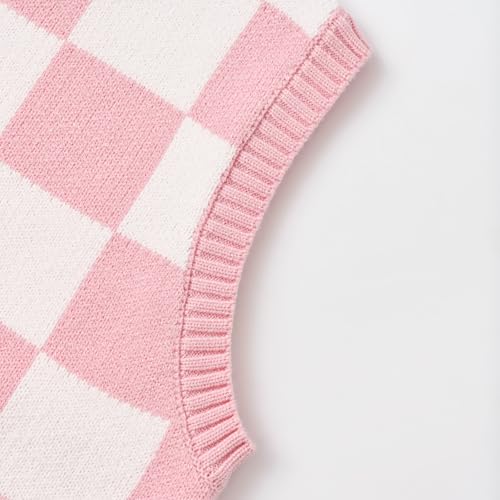 Image of Women's Sweater Vest,Y2K Sleeveless Pattern Preppy Style Knitted Crop Tank Top for Girl
