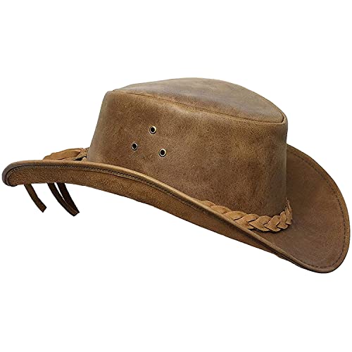 BRANDSLOCK Leather Cowboy Hat for Men Women Lightweight Handcrafted Western Shapeable Wide Brim Durable Cowgirl Outback