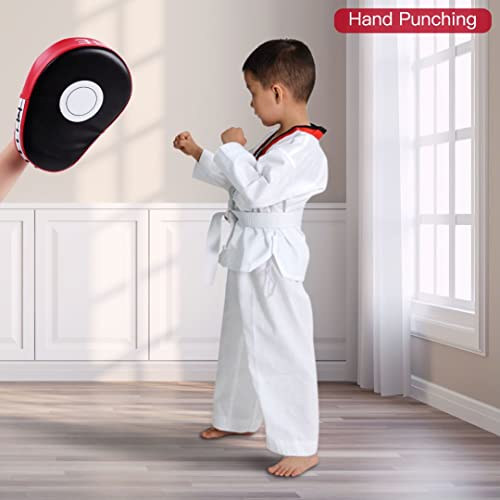 SEISSO 2 Pcs Taekwondo Kickboxing Pads + 2 Pcs Punching Mitts for Karate Training Target Thai Pads Punching Kit Kick Punch Pad Kicking Strike Shield MMA Martial Art for Men Women Gym