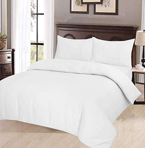 ARI Traders - Juego de funda de edredón y fundas de almohada (franela térmica), Blanco, Doublé