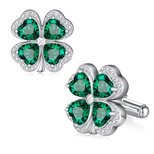 Mancuernillas Trébol de Cuatro Hojas para Hombre Plata 925 miniatura 1