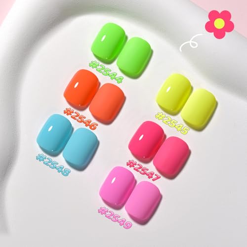 Image of GAOY Neon Gel Nail Polish Set, 6 Bright Colors Orange Hot Pink Glow in Dark, Soak Off UV Light Cure Gel Polish Kit for Nail Art DIY at Home