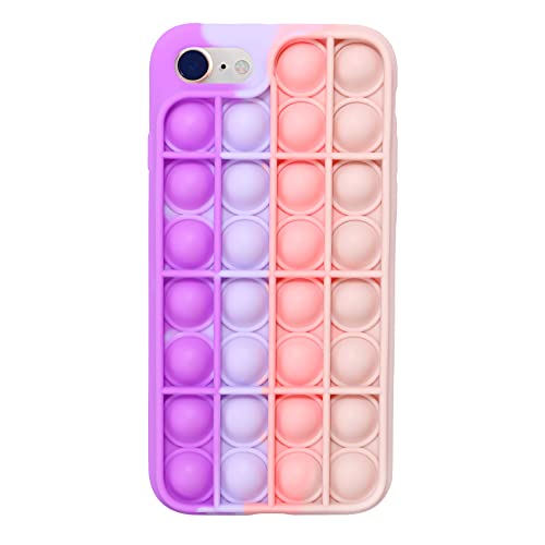 EVERMARKET Push Pop Bubble Fidget Sensory Toys Case for iPhone 7/8, Push Pop Bubble Silicone Case for iPhone 7/iPhone 8, Drop Protection Case 4.7inch (Purple Pink)