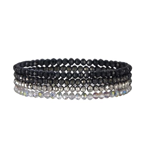 4 pulseras de cristal, juego de pulseras de piedras preciosas, pulsera de...