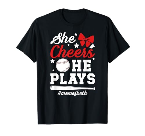 She Cheers He Plays Mom T-Shirt