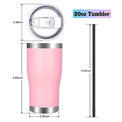 Image of VEGOND 20oz Tumbler Stainless Steel Tumbler Cup with Lid And Straw Vacuum Insulated Double Wall Travel Coffee Mug(Pink 12 Pack)