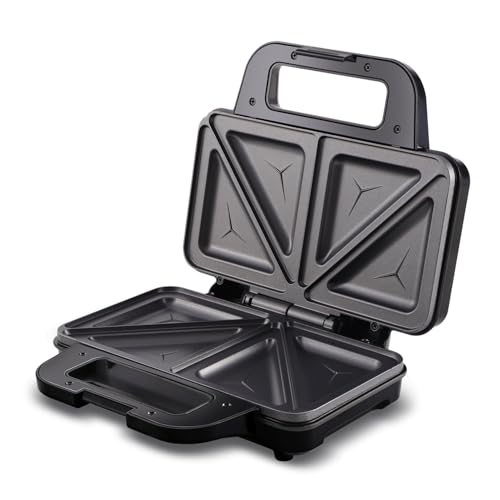 Image of Sujata SW11 Sandwich Maker 900W for Home | Non-Stick Sandwich Maker with Patty Plates | Teflon Coated Plates | Easy to Clean | Indicator Lights | 2 Years Warranty | Black