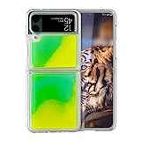Omio for Samsung Galaxy Z Flip 4 Fluorescence Case for Girls Women Luminous Flowing Liquid Quicksand