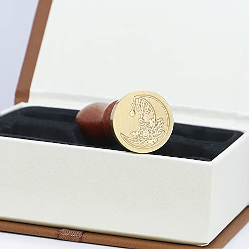 Swangsa Wax Seal Stamp Set, Vintage 6 Pieces Sealing Wax Stamp Heads + 1 Wooden Handle Sealing Stamp Kit (Moon Set) #TOP4