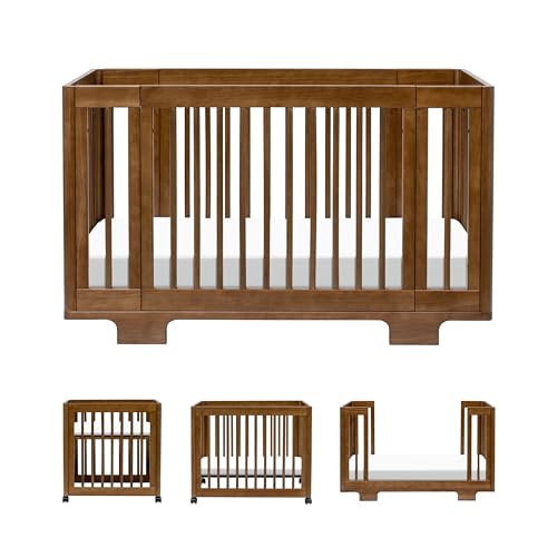 Babyletto Yuzu Convertible All-Stages Bassinet, Midi, Standard Crib in Natural Walnut, Greenguard...