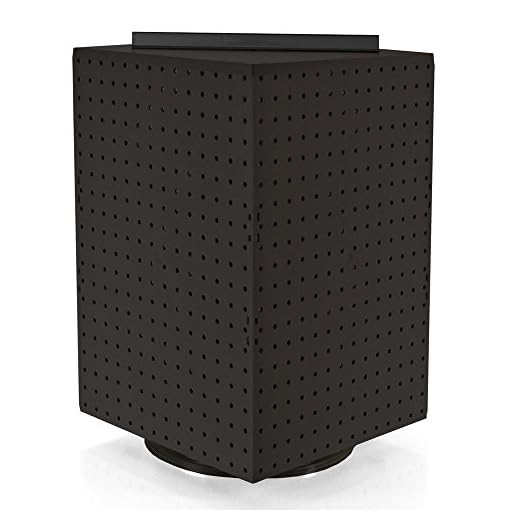 Azar Displays 701414-BLK Rotating Display Stand - 4-Sided Display Racks for Craft Shows - Peg Display Carousel (14” W x 14” D x 20” H) - Easy Assemble Revolving Display for Retail - Pegboard Organizer , Black