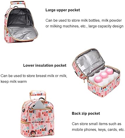 DZOZO Breastmilk Cooler Bag Insulated Baby Bottle Bag Breast Milk Baby Bottle Cooler Bag Mommy Travel Backpack Portable Thermal Insulated Lunch Box Baby Milk Bag