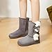 Eydram Women Winter Boots Fur Lined Fashion Mid Calf Boots for Women Warm Fuzzy Boots Comfortable Black Womens Snow Boots with Bowknot(Grey US7)