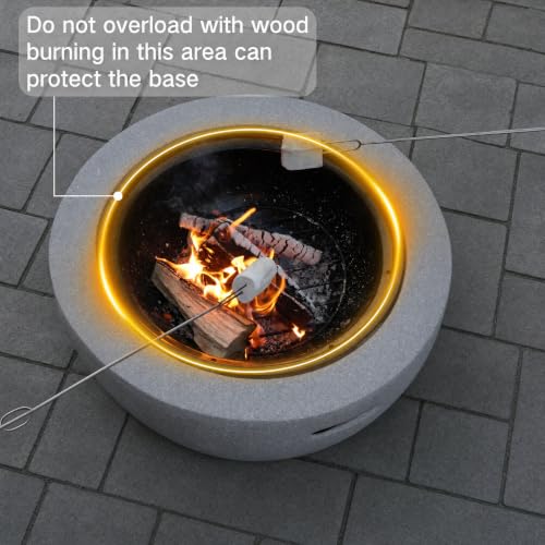 Image of Round Wood Burning fire Pit Outdoor Fireplace for Patio-23 Gray