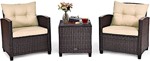 Image of OUTLIVING Outdoor Sofa Set | Patio Furniture Balcony Sofa Sets | Garden Sofa Set with Cushion and Center Table (2 Seater-Dark Brown)