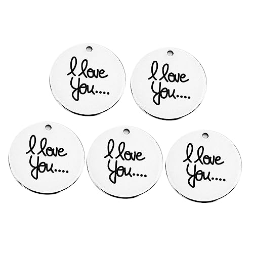 VILLCASE 5piezas Colgantes De Letras i Love You Acero Inoxidable Accesorios Diy Para Joyas Manualidades y Decoraciones
