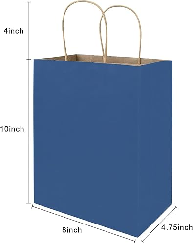 Miniatura 3 de bagmad Paquete de 100 bolsas de papel de regalo medianas de 8 x 4.75 x 10 pulgadas con asas, a granel, bolsas de papel de estraza, compras de