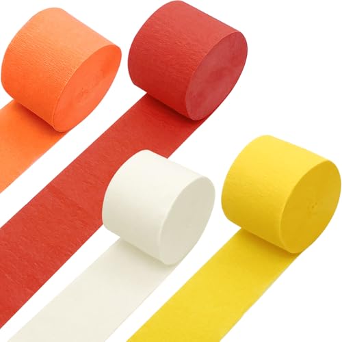 Pheila PA0095GANENJIE Fall Party Supplies, 4 Rolls Yellow Beige Orange Red Crepe Paper Streamers cover