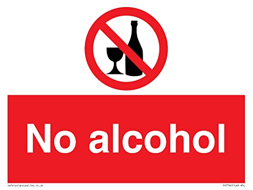 No alcohol Sign - 200x150mm - A5L, Red/White