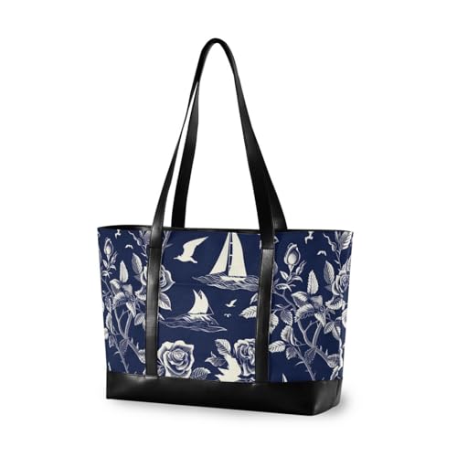 Nautical Beach Ocean Style Roses Safari Large Capacity 14inch laptop bag for women with zipper laptop tote bag for work for mom with bolsas para computadoras de mujer