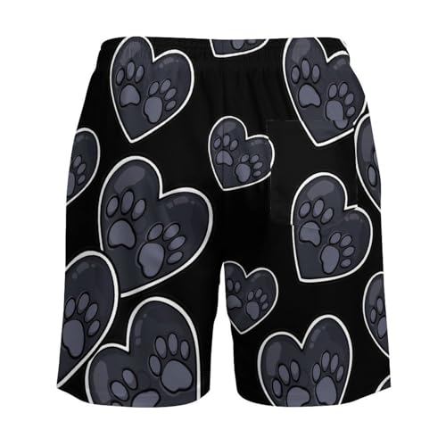 Heart Dog Paws Beach Shorts for Men Swim Trunks Quick Dry Swim Shorts with Compression Liner Pocket4