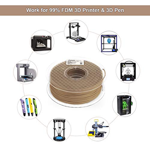 Image of AMOLEN 3D Printing Filament Pla Wood Bamboo 3D Printer Filament, PLA Filament 1.75mm 15% Real Bamboo Fiber, 1kg /2.2lb 15% Wood Fiber