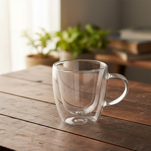 Deconox 2'li Çift Cidarlı Borosilikat Cam Fincan Seti - 100 ml Espresso ve Türk Kahvesi Bardağı - Isıya Dayanıklı El Yakmayan Modern Tasarım (2 Adet) - Görsel 3